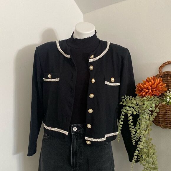 Vintage Faux Pearl Cropped Cardigan - Picture 1 of 4